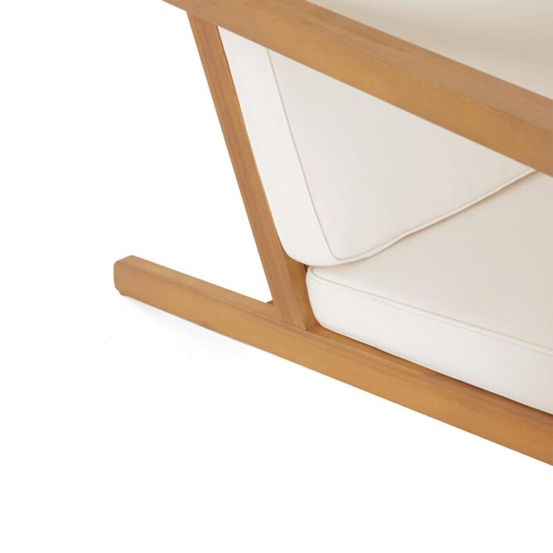 Noble House Acacia Wood Removable Outdoor Chat Set with Cushion, Teak / Cream - Image 6