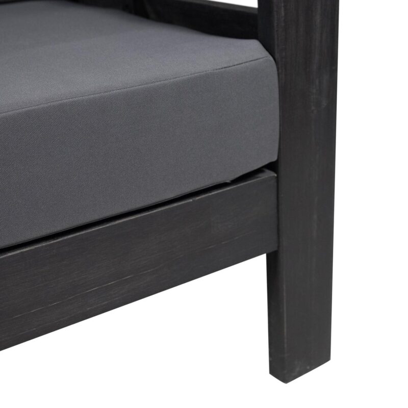 Noble House Acacia Wood 4-Pieces Outdoor Chat Set with Cushions, Dark Gray/Gray - Image 6