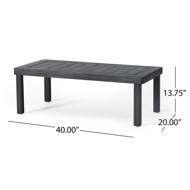 Noble House Acacia Wood 4-Pieces Outdoor Chat Set with Cushions, Dark Gray/Gray - Image 12