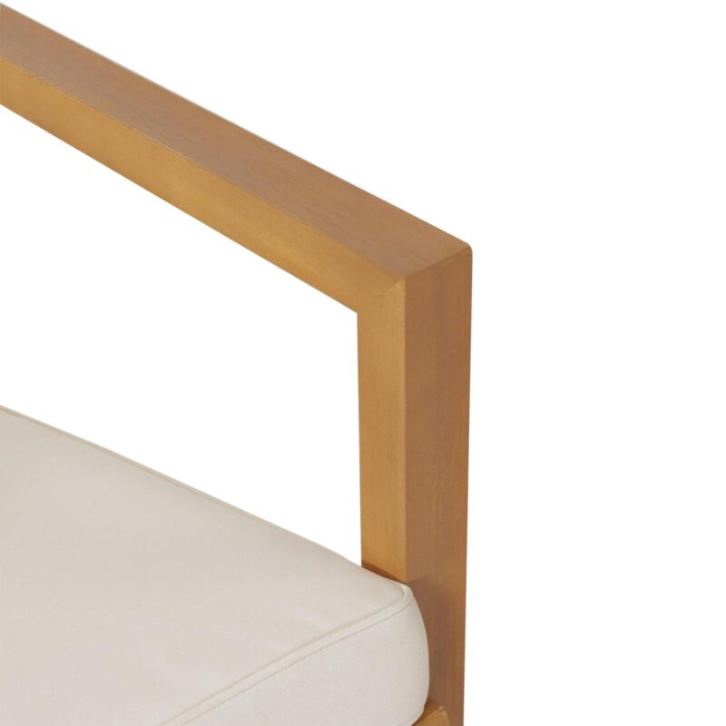 Noble House Acacia Wood Removable Outdoor Chat Set with Cushion, Teak / Cream - Image 8