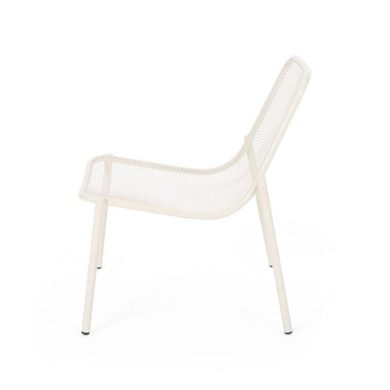 Noble House Bucknell Outdoor Modern Dining Chair in Matte White (Set of 2) - Image 6