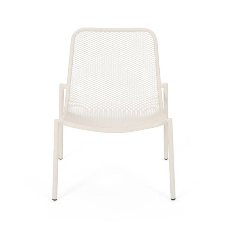 Noble House Bucknell Outdoor Modern Dining Chair in Matte White (Set of 2) - Image 4