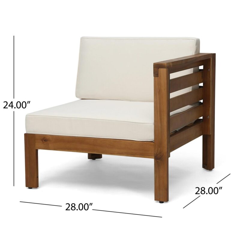 Noble House Cambridge Outdoor 5-Pc Acacia Wood Sofa Set Teak and Beige - Image 13