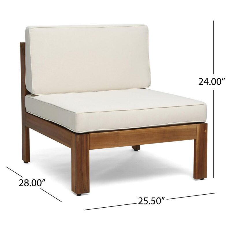 Noble House Cambridge Outdoor 5-Pc Acacia Wood Sofa Set Teak and Beige - Image 15