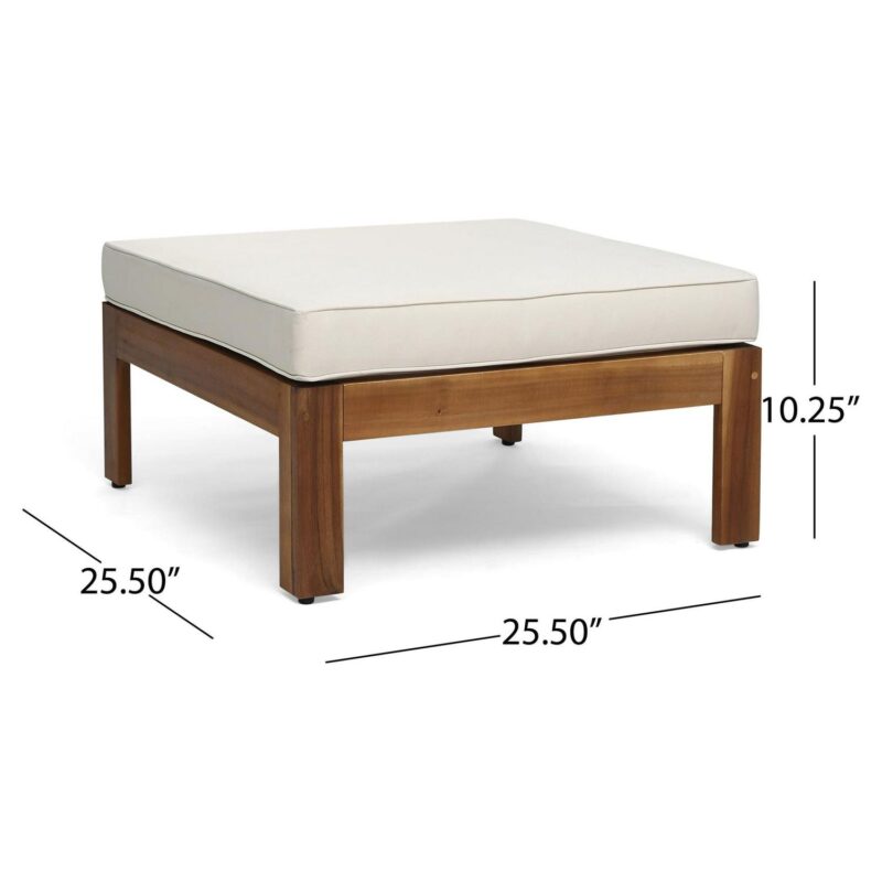 Noble House Cambridge Outdoor 5-Pc Acacia Wood Sofa Set Teak and Beige - Image 12