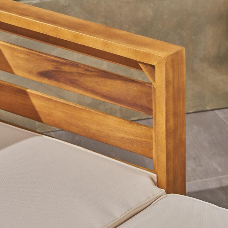 Noble House Cambridge Outdoor 5-Pc Acacia Wood Sofa Set Teak and Beige - Image 4