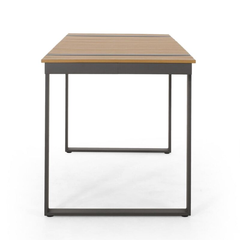 Noble House Chaves Aluminum Outdoor Dining Table, Natural and Gray - Image 6