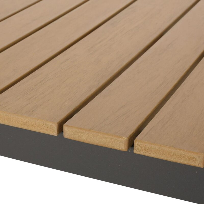 Noble House Chaves Aluminum Outdoor Dining Table, Natural and Gray - Image 4