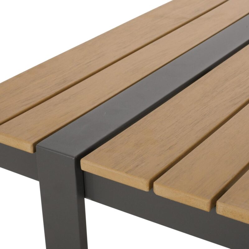 Noble House Chaves Aluminum Outdoor Dining Table, Natural and Gray - Image 3