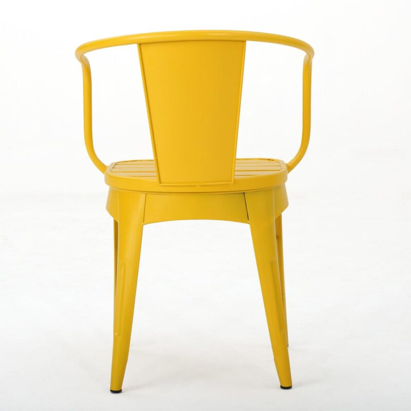 Noble House Colmar Outdoor Iron 3 Piece Bistro Set in Matte Yellow - Image 13