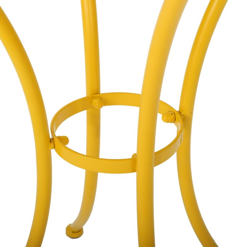 Noble House Colmar Outdoor Iron 3 Piece Bistro Set in Matte Yellow - Image 18