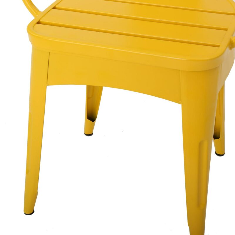Noble House Colmar Outdoor Iron 3 Piece Bistro Set in Matte Yellow - Image 9