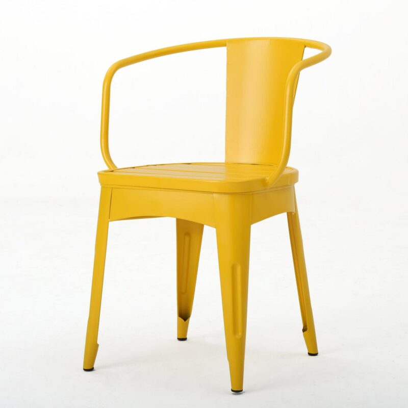 Noble House Colmar Outdoor Iron 3 Piece Bistro Set in Matte Yellow - Image 11