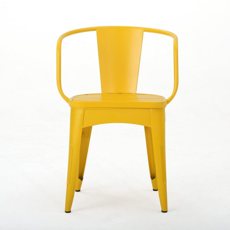 Noble House Colmar Outdoor Iron 3 Piece Bistro Set in Matte Yellow - Image 6
