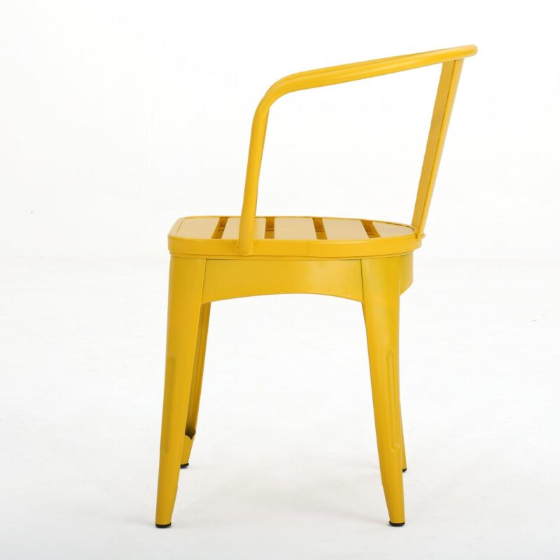 Noble House Colmar Outdoor Iron 3 Piece Bistro Set in Matte Yellow - Image 12