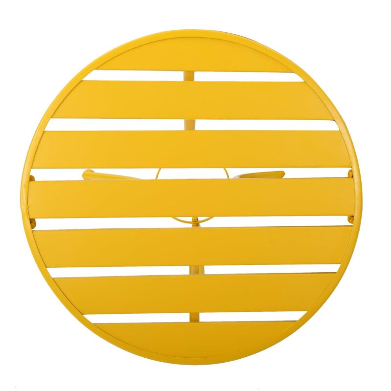 Noble House Colmar Outdoor Iron 3 Piece Bistro Set in Matte Yellow - Image 20