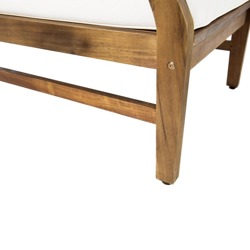 Noble House Contemporary Acacia Wood Club Chairs, Water-Resistant Cushions, Teak/Cream (Set of 2) - Image 5
