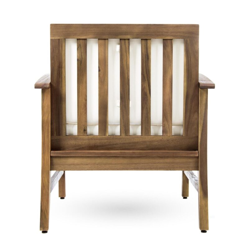 Noble House Contemporary Acacia Wood Club Chairs, Water-Resistant Cushions, Teak/Cream (Set of 2) - Image 7
