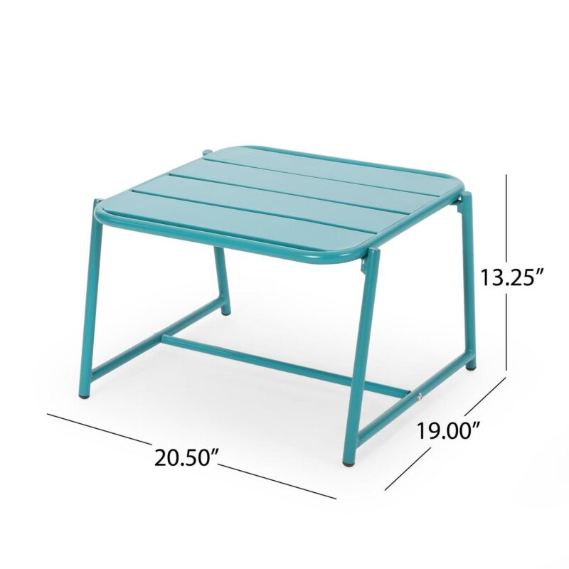 Noble House Cowan 3 Piece Outdoor Conversation Set in Matte Teal - Image 8