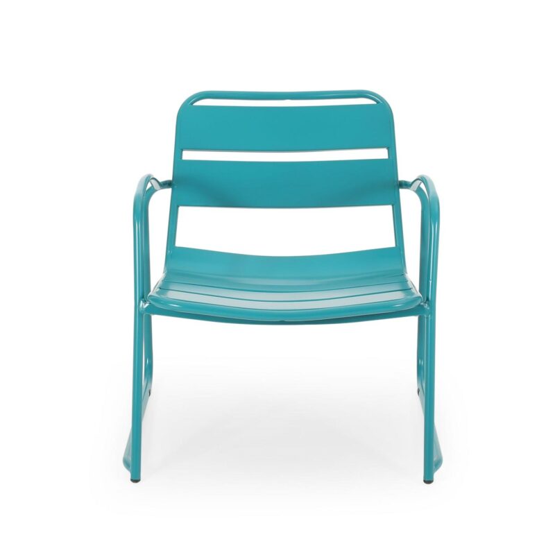 Noble House Cowan 3 Piece Outdoor Conversation Set in Matte Teal - Image 6