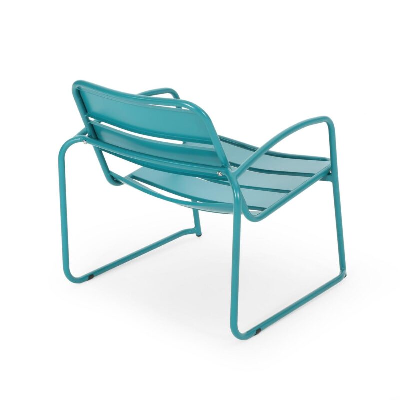 Noble House Cowan 3 Piece Outdoor Conversation Set in Matte Teal - Image 4