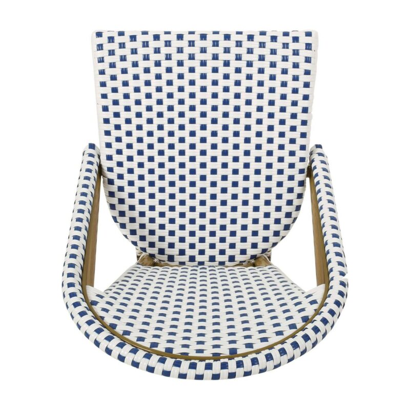Noble House Elize Aluminum and Faux Rattan Bistro Chairs in Blue/White (Set of 2) - Image 3