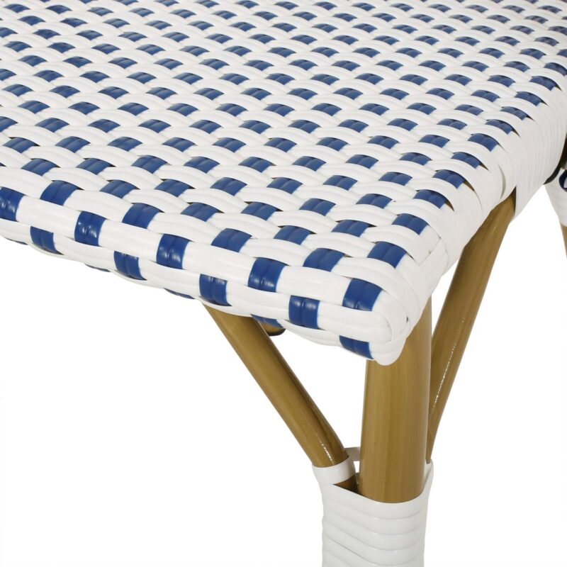 Noble House Elize Aluminum and Faux Rattan Bistro Chairs in Blue/White (Set of 2) - Image 7