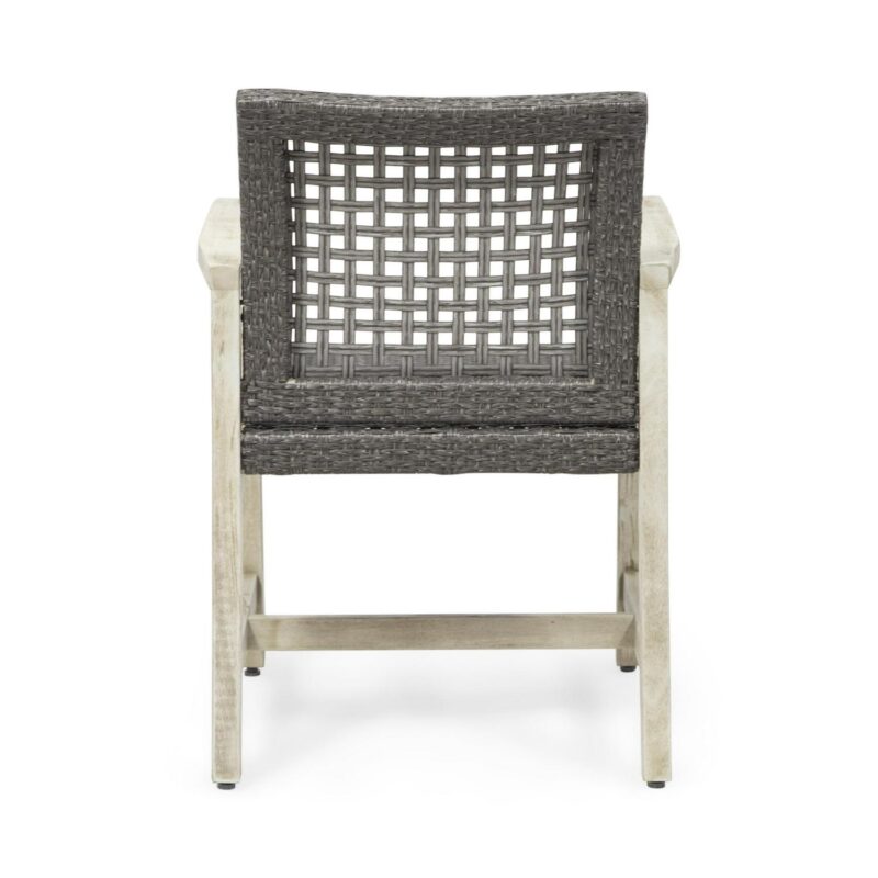 Noble House Hampton Outdoor Acacia Wood Dining Chair in Light Gray (Set of 2) - Image 4