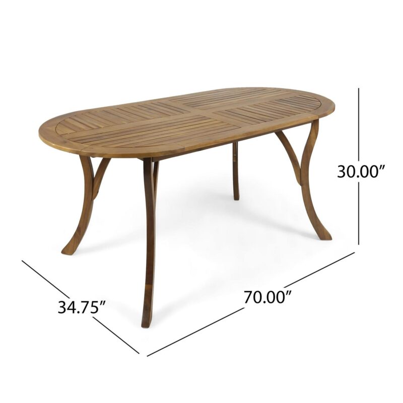 Noble House Hermosa 70  Oval Wooden Patio Dining Table in Teak - Image 5