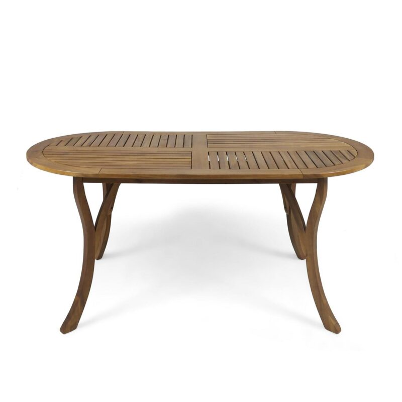 Noble House Hermosa 70  Oval Wooden Patio Dining Table in Teak - Image 6