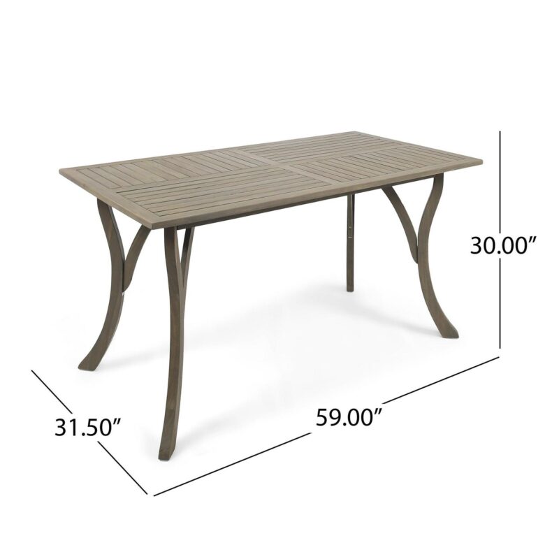 Noble House Hermosa 7 Piece Traditional Outdoor Dining Table Set, Gray/Cream - Image 7