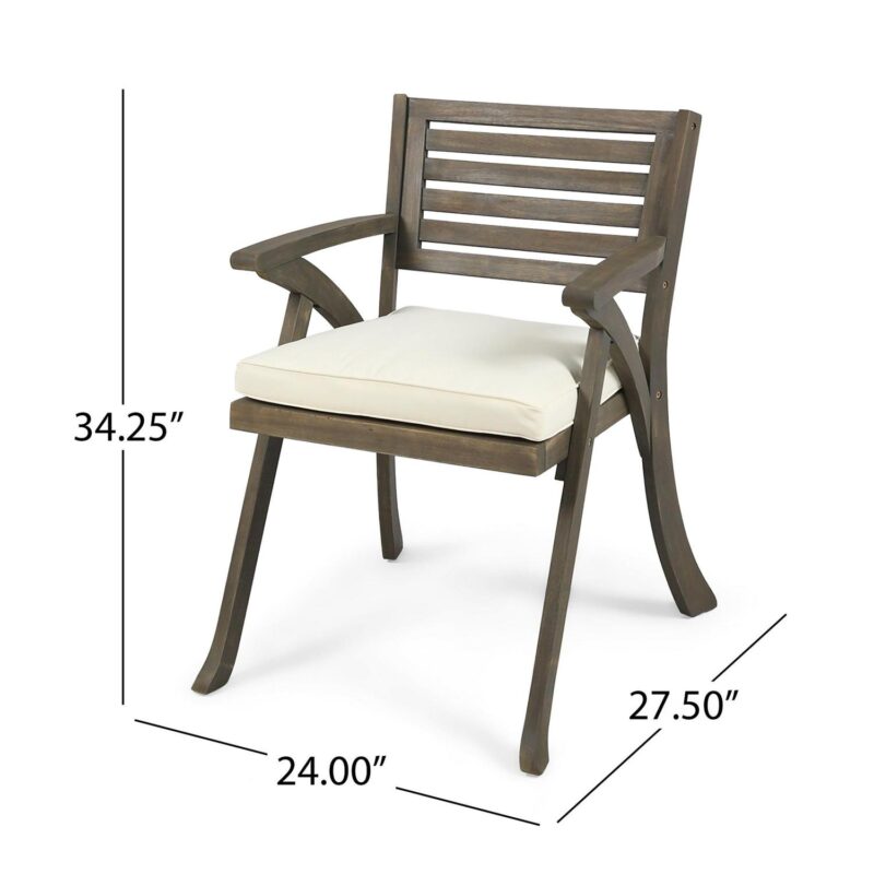 Noble House Hermosa 7 Piece Traditional Outdoor Dining Table Set, Gray/Cream - Image 6