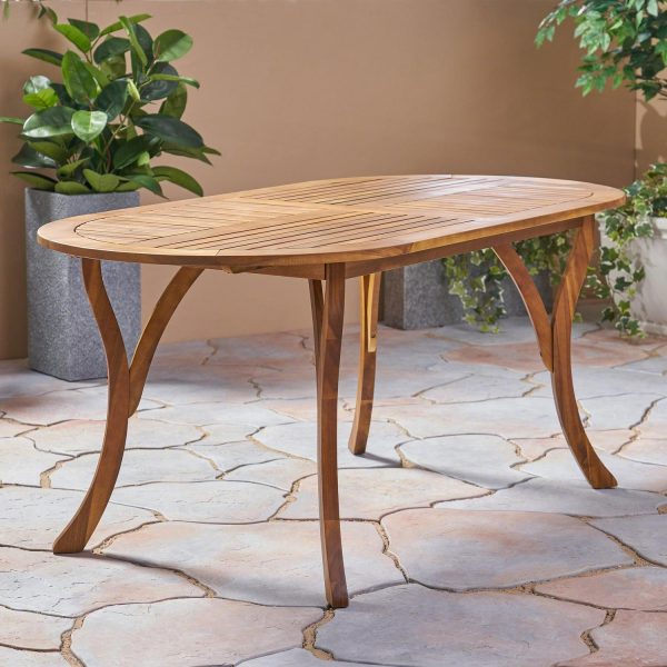 Noble House Hermosa 70  Oval Wooden Patio Dining Table in Teak