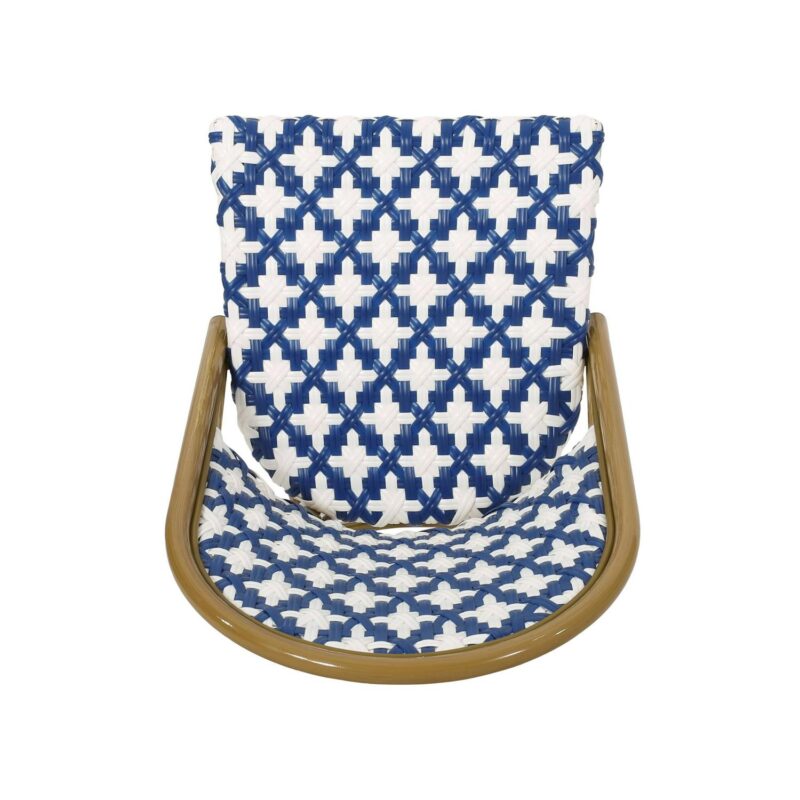 Noble House Louna Aluminum and Faux Rattan Bistro Chairs in Blue/White (Set of 2) - Image 3