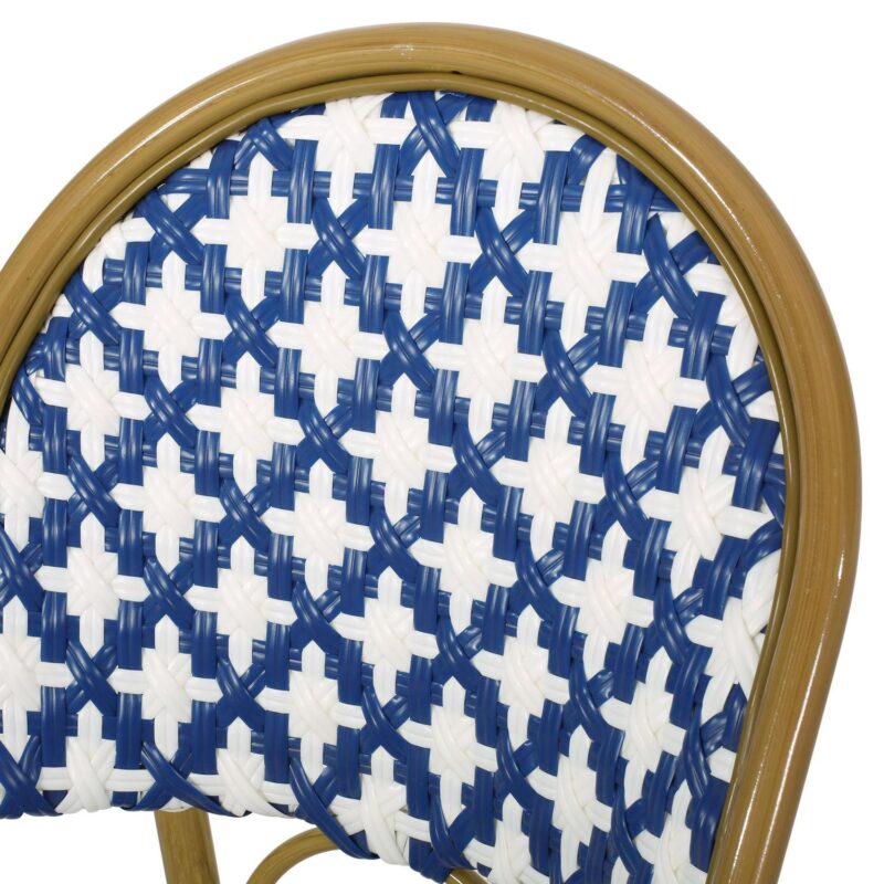 Noble House Louna Aluminum and Faux Rattan Bistro Chairs in Blue/White (Set of 2) - Image 7