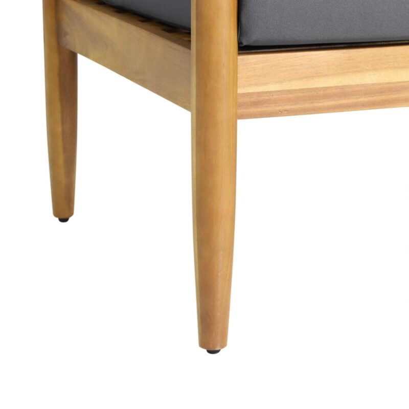 Noble House Magnolia Acacia Wood Outdoor Patio 3-Seater Sofa in Teak/Dark Gray - Image 3