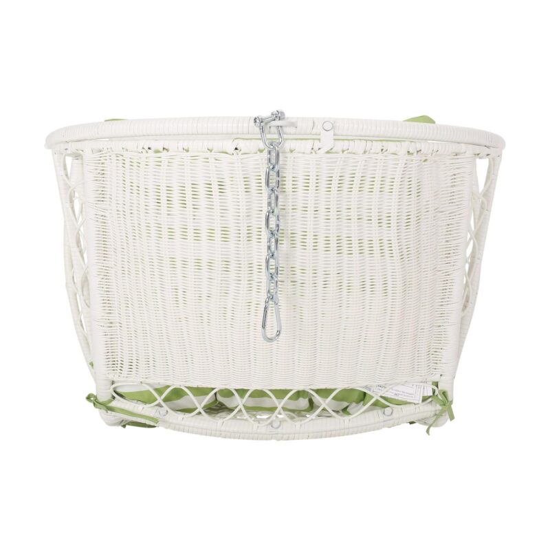 Noble House Malia Wicker Hanging Chair (Stand Not included) in White/ Green - Image 6