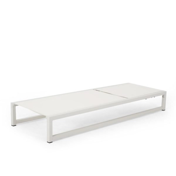 Noble House Modesta Outdoor Aluminum Chaise Lounge with Mesh Seating White
