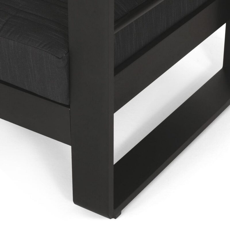 Noble House Negley Cushion Aluminum Outdoor Sofa - Black/Dark Gray - Image 8