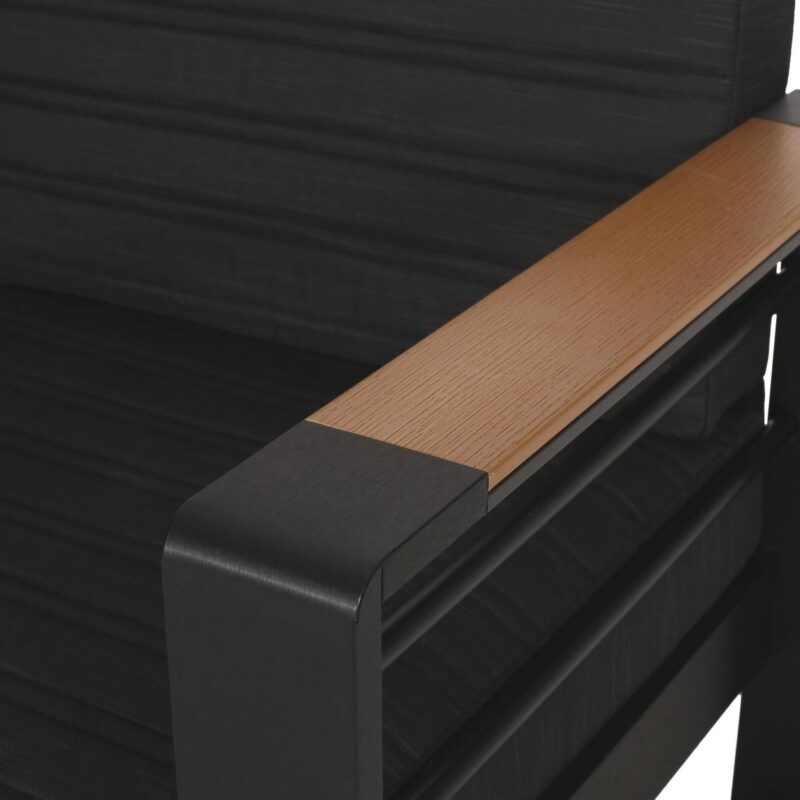 Noble House Negley Cushion Aluminum Outdoor Sofa - Black/Dark Gray - Image 7
