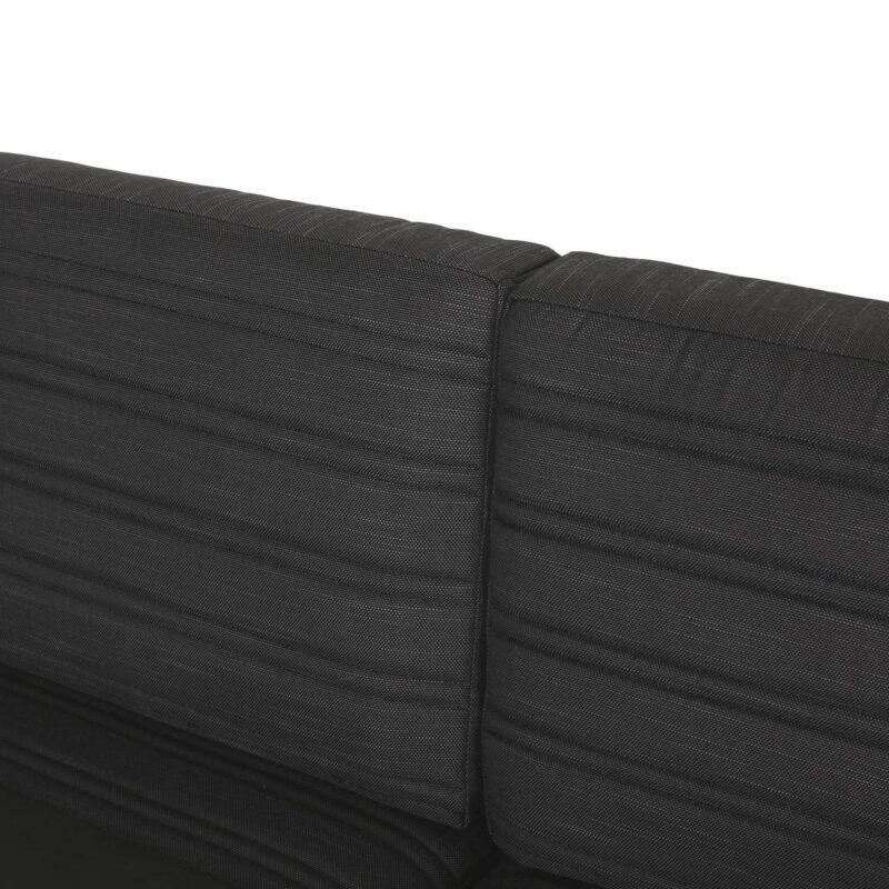 Noble House Negley Cushion Aluminum Outdoor Sofa - Black/Dark Gray - Image 6