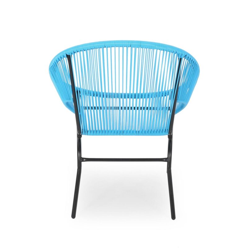 Noble House Nusa Faux Rattan and Iron Patio Chair Set in Blue/Black (Set of 2) - Image 5