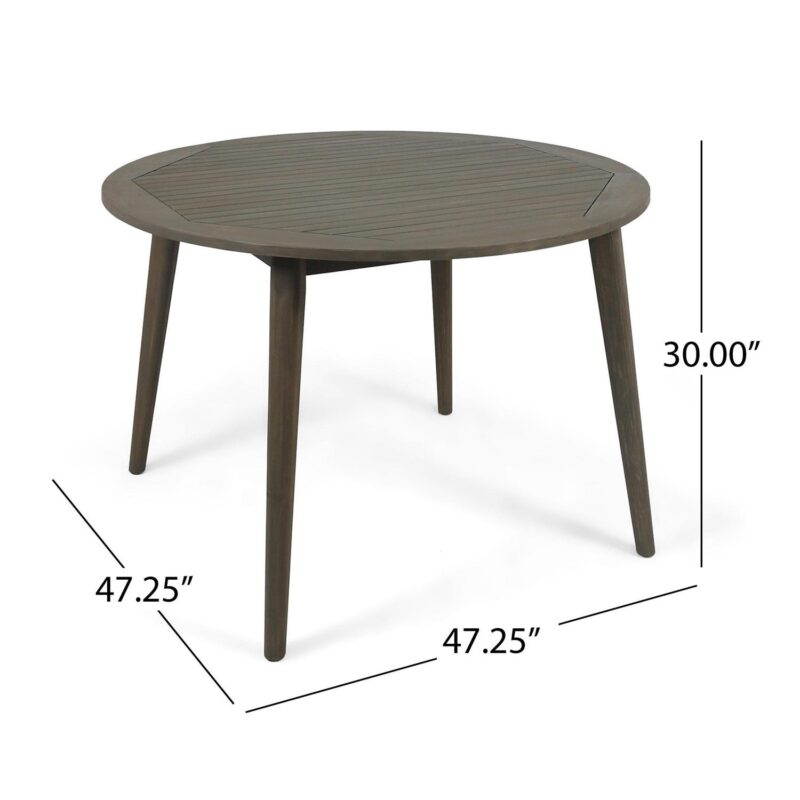 Noble House Pines 5 Piece Wooden Round Patio Dining Set in Gray - Image 4
