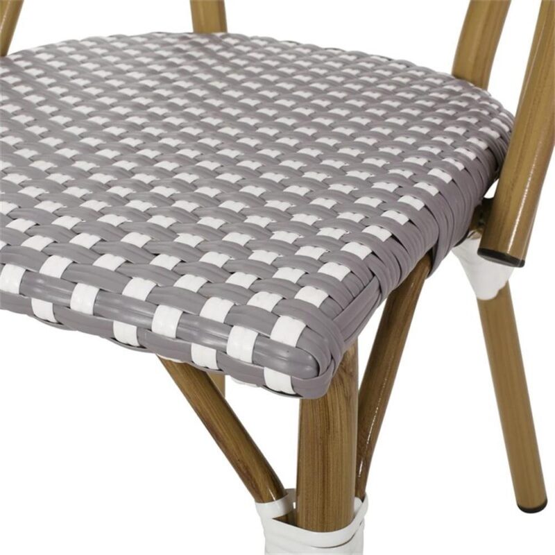 Noble House Remi Aluminum and Faux Rattan Bistro Chairs in Gray/White (Set of 4) - Image 8