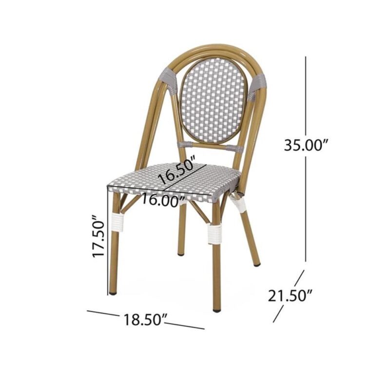 Noble House Remi Aluminum and Faux Rattan Bistro Chairs in Gray/White (Set of 4) - Image 10