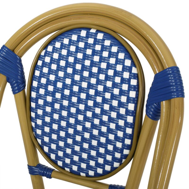 Noble House Remi Aluminum and Faux Rattan Bistro Chairs in Blue/White (Set of 2) - Image 5