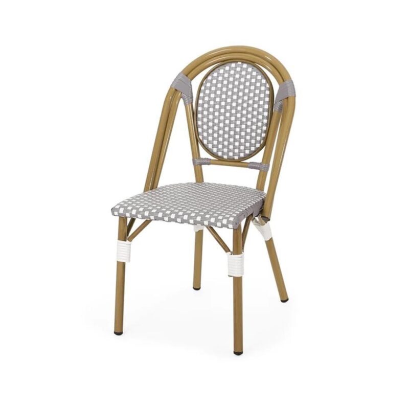 Noble House Remi Aluminum and Faux Rattan Bistro Chairs in Gray/White (Set of 4) - Image 3