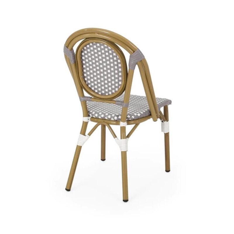 Noble House Remi Aluminum and Faux Rattan Bistro Chairs in Gray/White (Set of 4) - Image 5