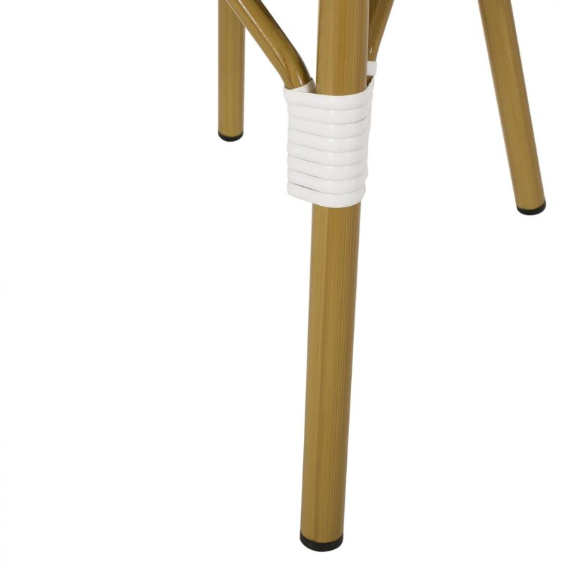 Noble House Remi Aluminum and Faux Rattan Bistro Chairs in Blue/White (Set of 2) - Image 7