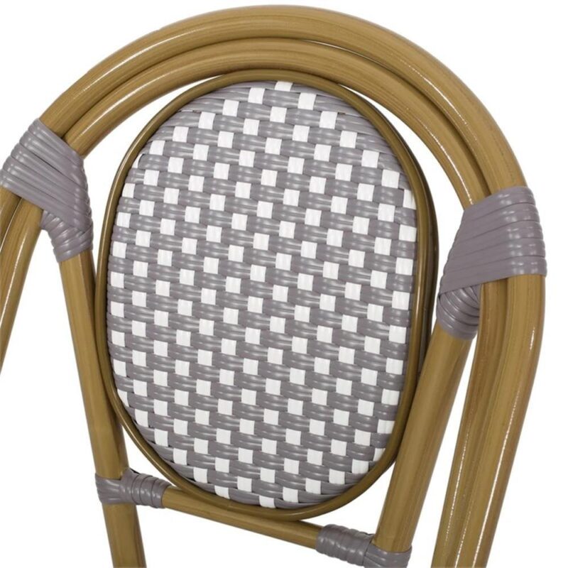 Noble House Remi Aluminum and Faux Rattan Bistro Chairs in Gray/White (Set of 4) - Image 7